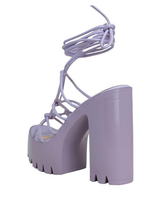 In Touch Footwear Purple Knotted Ankle Wrap Platform Sandal