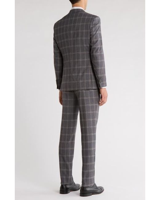 English Laundry Gray Trim Fit Plaid Two-Piece Suit for men