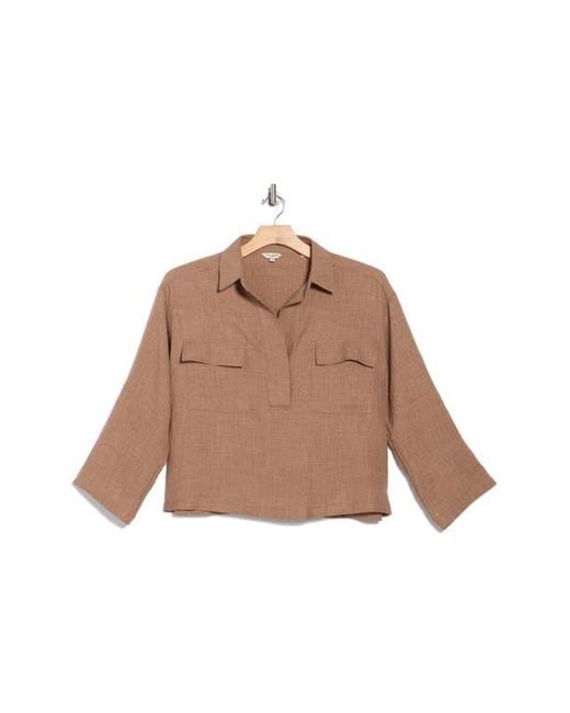 Max Studio Natural Textured Collared Shirt