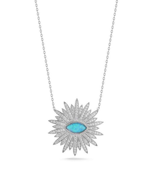 Sphera Milano Blue Cubic Zirconia & Synthetic Opal Disc Pendant Necklace
