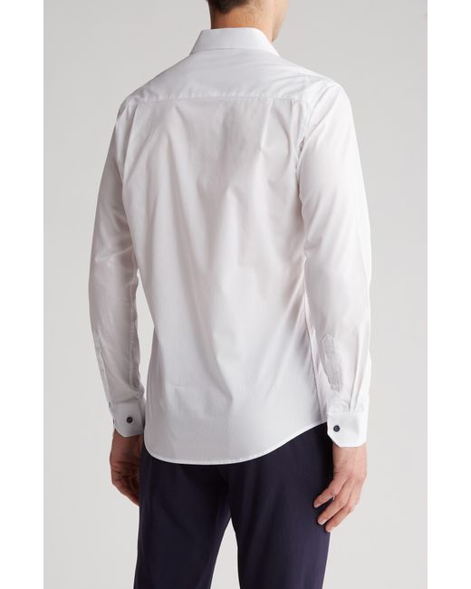 Duchamp White Tailored Fit Textured Solid Dress Shirt for men