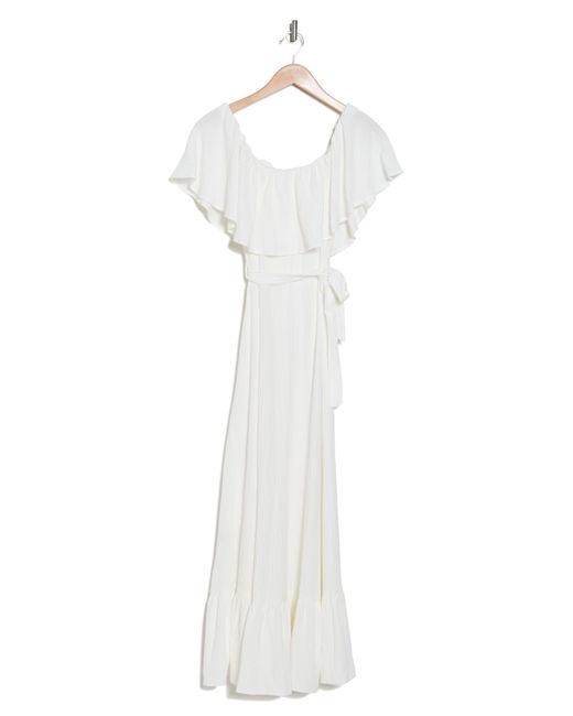 Calvin Klein White Off-the-shoulder Gauze Midi Dress