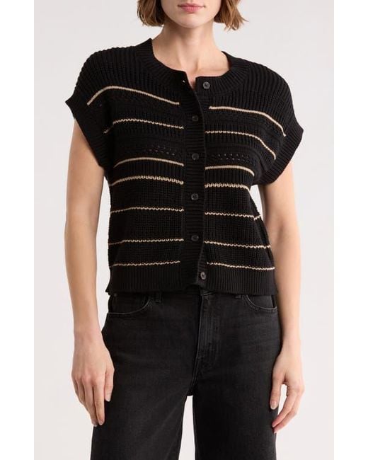 Blu Pepper Black Stripe Knit Button Front Top