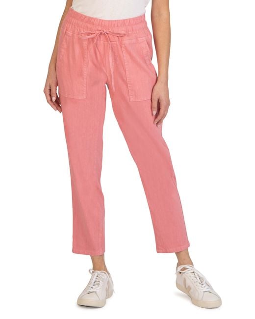 Kut From The Kloth Pink Drawcord Waist Crop Pants