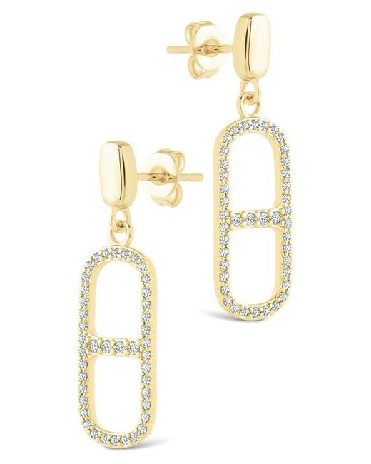 Sterling Forever White Sable Cubic Zirconia Anchor Link Drop Earrings