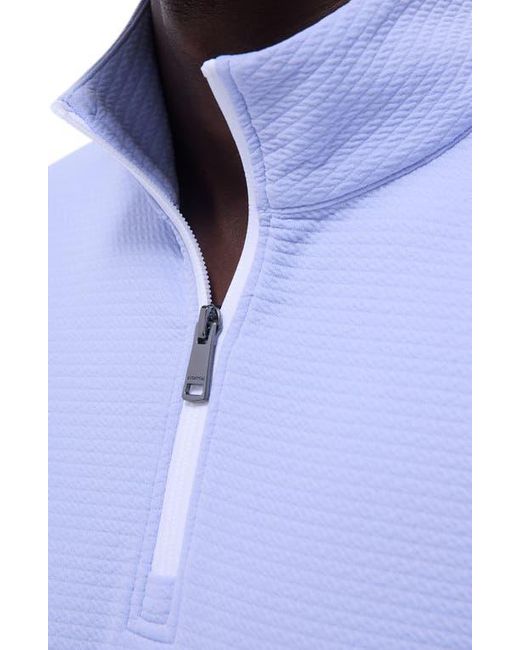 Bugatchi Blue Waffle Knit Quarter Zip Performance Pullover for men