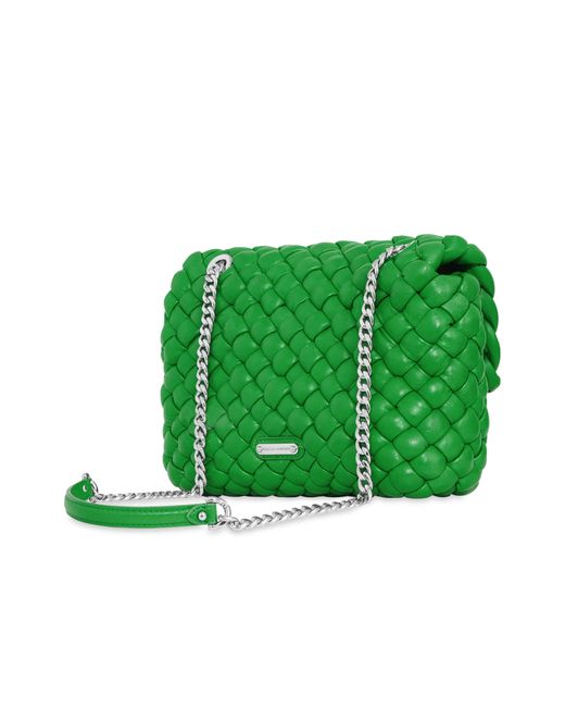 Rebecca Minkoff Green Edie Woven Leather Convertible Crossbody Bag