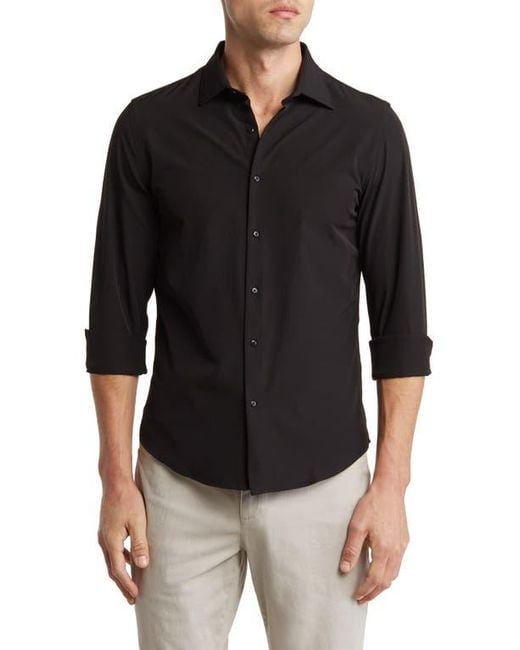 Denim and Flower Black Solid Stretch Tech Shirt for men