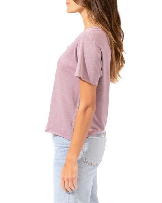 Threads For Thought Purple Whitlea Short Sleeve Raw Edge Henley