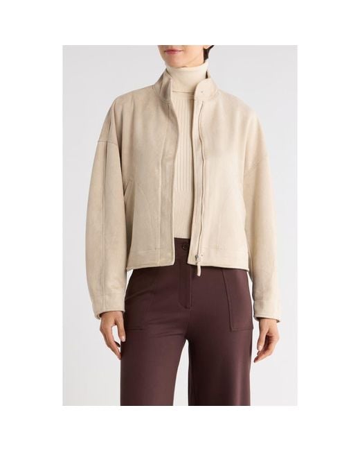 Max Studio Natural Faux Suede Full Zip Jacket