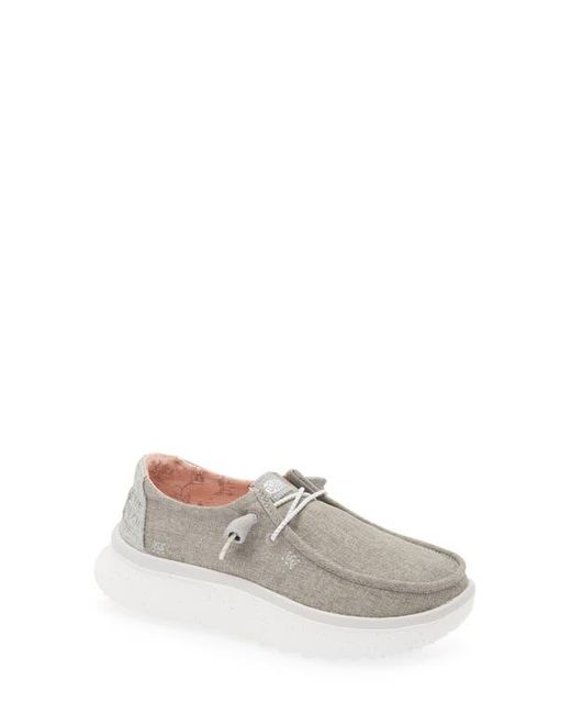 HeyDude White Wendy Peak Chambray Slip-On Moc Toe Shoe