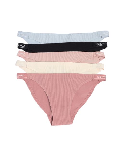 Nine West Pink Bonded Logo 5-pack Assorted Bikinis