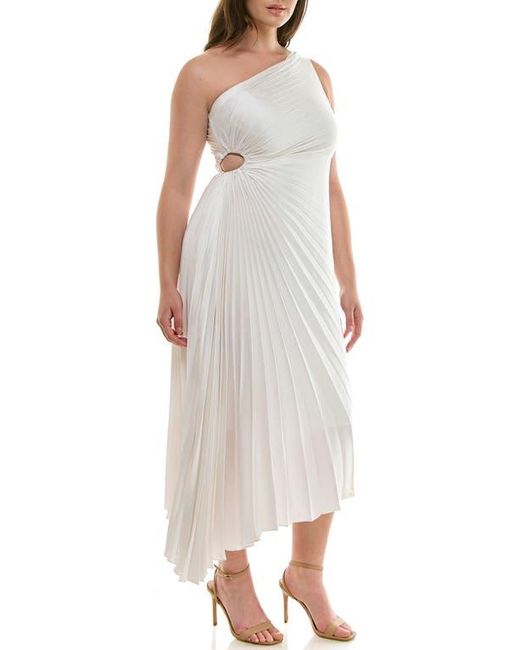 strapless open back dress Multicolor One Shoulder Brocade Floral Gown With Bow main image 1