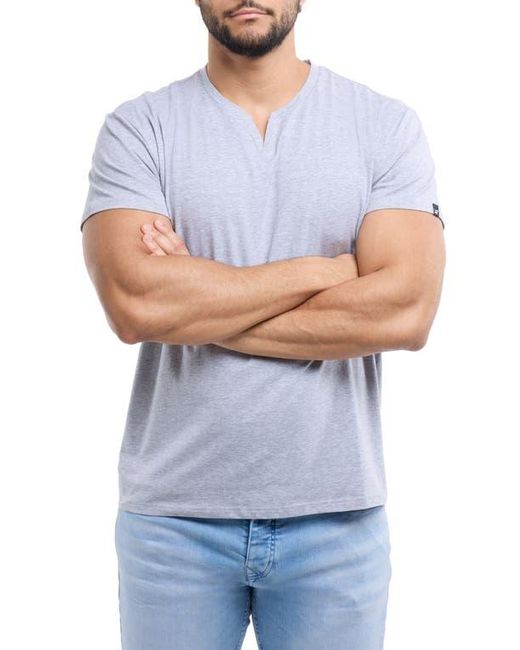 Xray Jeans Gray Split Neck Cotton Spandex T-Shirt for men