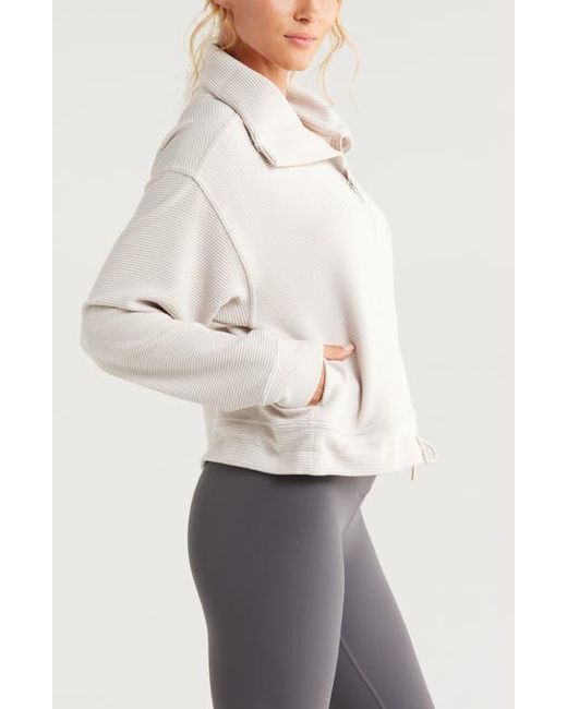 Zella White Kickback Ottoman Half Zip Pullover