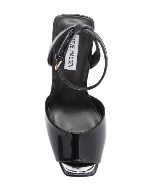 Steve Madden Black Leesha Patent Ankle Strap Sandal