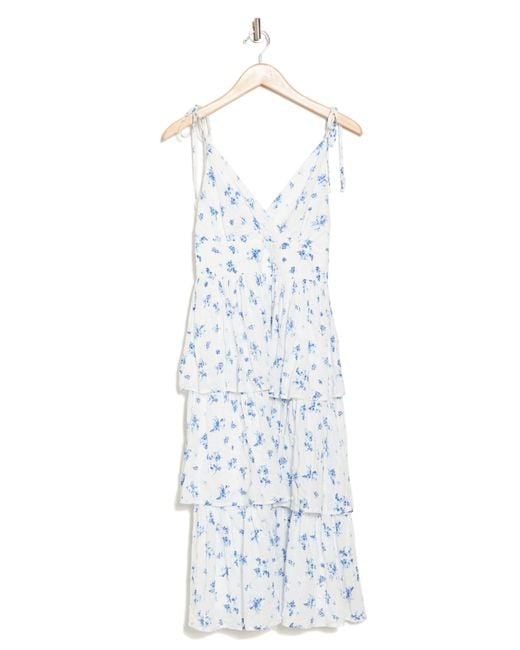 Lulus White Sweet Inclination Floral Print Sleeveless Tiered Dress