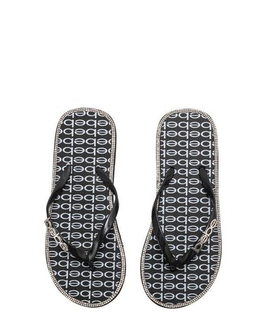 Bebe Gray Logo Print Flip Flop