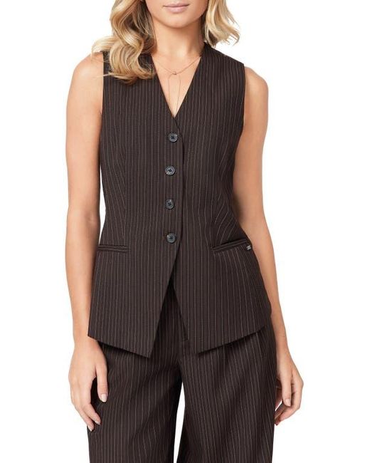 Scotch & Soda Black Pinstripe Longline Vest