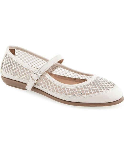 Aerosoles White Baylee Mesh Mary Jane Flat