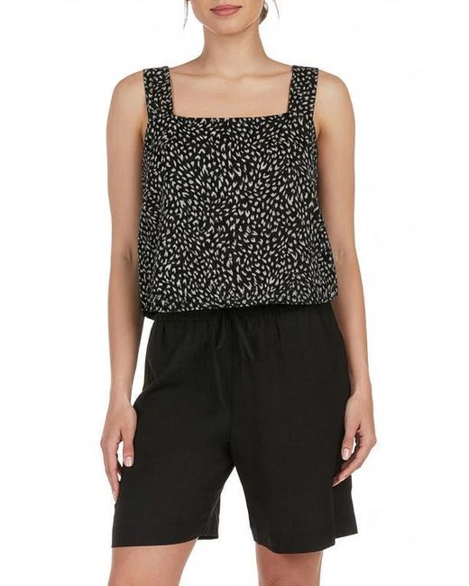 Matty M Black Back Button Square Neck Tank