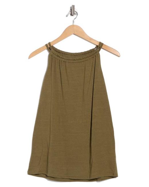 Bobeau Natural Shirred Neck Halter Top