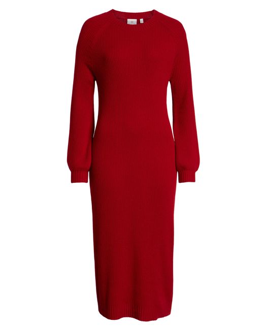 AG Jeans Red Quaid Knit Sweater Dress