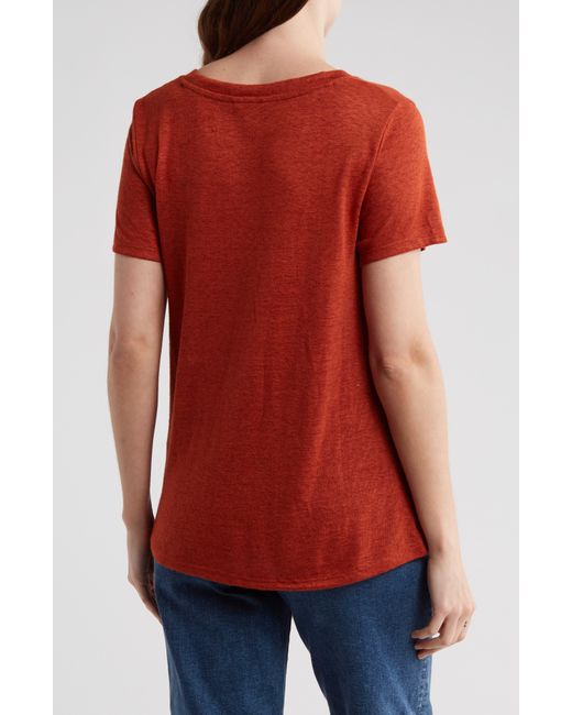 Caslon Red Twist Hem V-neck T-shirt