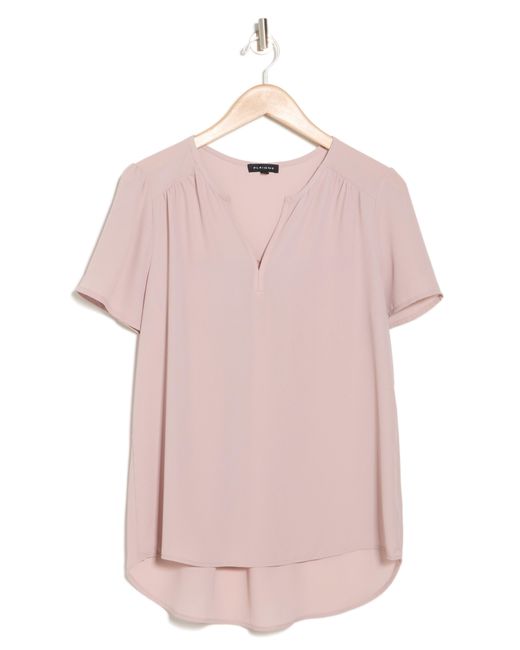 Pleione Pink Updated Notch Neck High-low Tunic Top