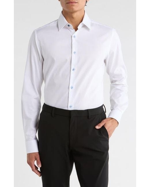 Duchamp White Solid Slim Fit Dress Shirt for men