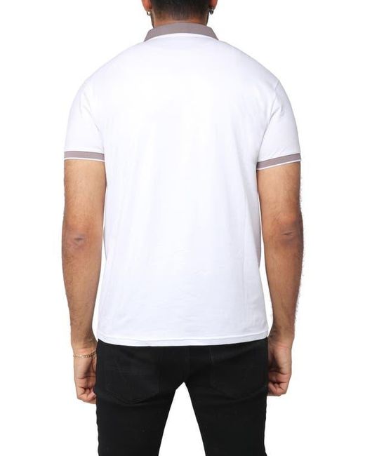 Xray Jeans White Pipe Trim Knit Polo Shirt for men