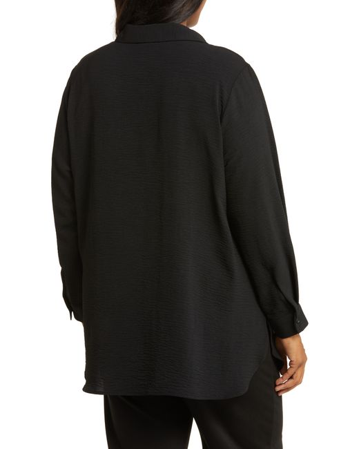 Adrianna Papell Black Long Sleeve Button-up Shirt