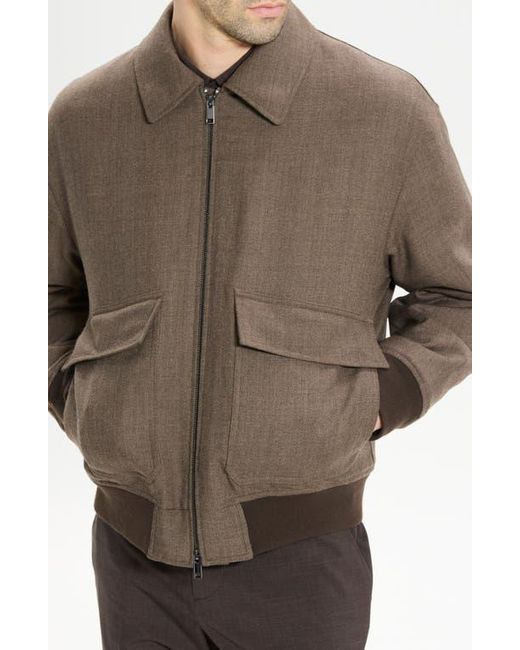 Theory Brown Virgin Wool Modern Aviator Jacket for men