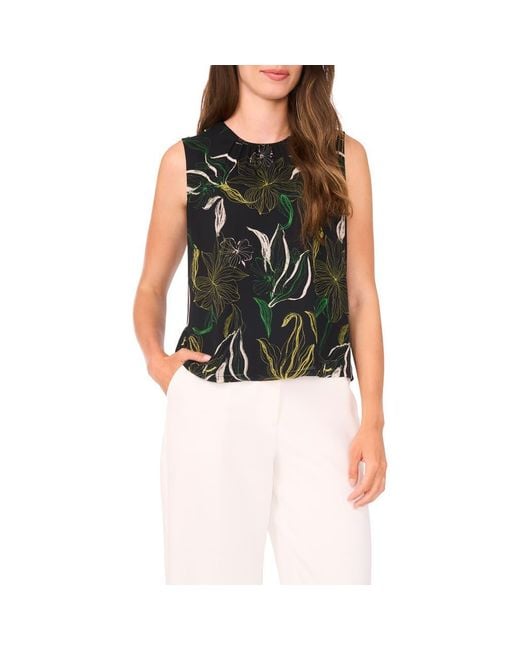 Halogen® Black Gathered Neck Sleeveless Shell