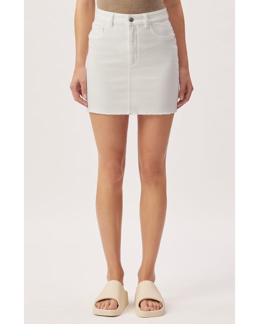 DL1961 White Asra High Waist Denim Skirt