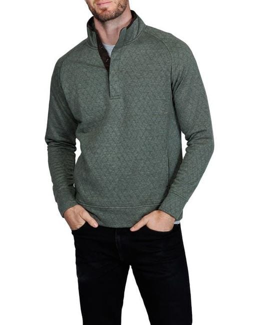 Tailorbyrd Gray Hidden Snap Front Quilted Pullover for men