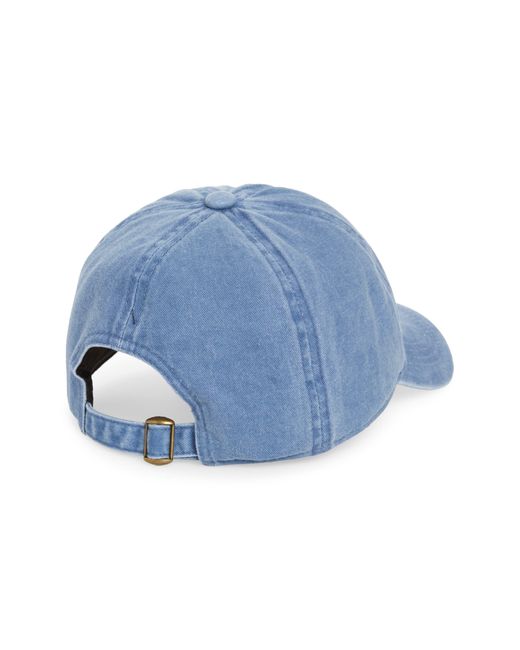 David & Young Blue Champagne Strawberry Embroidered Cotton Baseball Cap