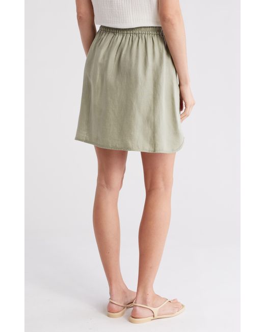 Madewell Green Curved Hem Linen-blend Miniskirt