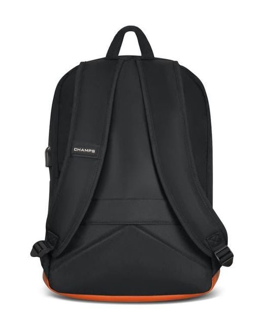 CHAMPS Black Nylon Backpack for men