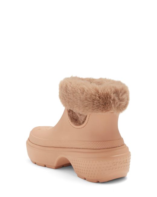 CROCSTM Brown Stom Faux Fur Lined Boot