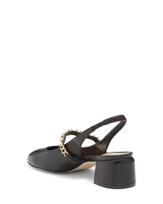 Stuart Weitzman Black Pearl Chain Slingback Strap