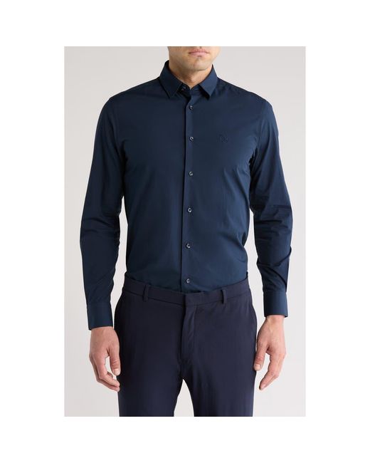 Roberto Cavalli Blue Slim Fit Stretch Cotton Dress Shirt for men