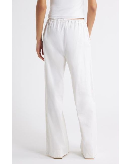 Open Edit White Wide Leg Linen Blend Pants