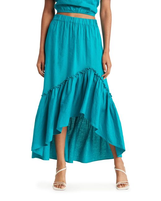 Trina Turk Blue Loosen Up Linen Skirt