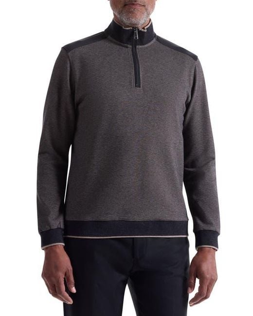 Bugatchi Black Mélange Quarter Zip Top for men