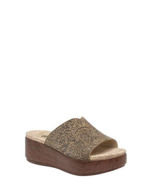 Alegria By Pg Lite Brown Triniti Platform Wedge Slide Sandal