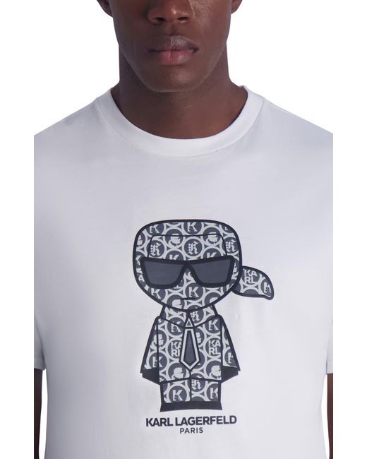 Karl Lagerfeld White Karl Monogram Graphic Print T-shirt for men