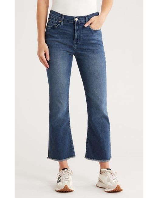 For All Mankind Women's Blue High Waist Fray Hem Slim Kick Flare