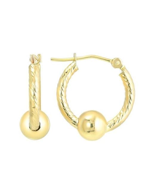CANDELA JEWELRY Metallic 14K Bead Hoop Earrings