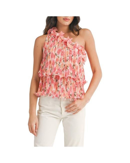 Lush Red Asymmetrical Ruffled Tank Top